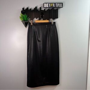 𝅺lana Lee Maxi Skirt Sz 10 Satin Glossy Blk Lined